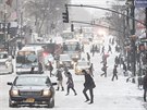 Zapadaná Pátá Avenue v New Yorku (4. ledna 2014)