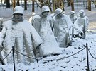Sníh pokryl i památník Korejské války ve Washingtonu (4. ledna 2014)