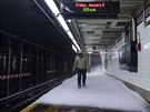 Sníh se dostal i do stanice metra nazvané podle 65. ulice (New York, 3. ledna...