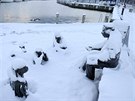 V Annapolis sníh tém zavl ást památníku spisovatele Alexe Haleyho (Maryland,...