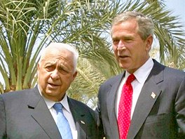 Izraelský premiér Ariel aron se setkal s americkým prezidentem Georgem Bushem...