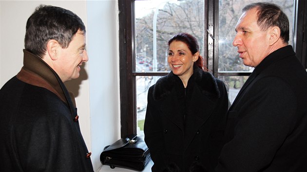 David Rath, Kateina Pancov a Petr Kott ped jednnm Krajskho soudu v Praze (8. ledna 2014)