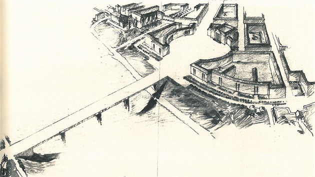 Perspektivy předmostí Nuselského mostu z roku 1941