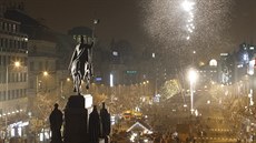 Oslavy p�íchodu nového roku na Václavském nám�stí v Praze. (1. 1. 2014)