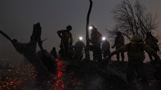 Chiltí hasii prohlíejí spálenit u msta Melipilla vzdáleného asi 70 km...