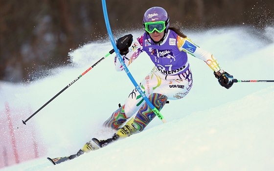 árka Strachová v superkombinaním slalomu v Zauchensee. 