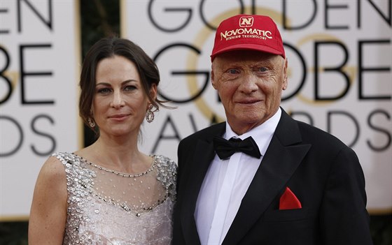 Niki Lauda a jeho manelka Birgit Wetzingerová (12. ledna 2014)