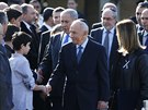 Izraelský prezident imon Peres a pedseda vlády Benjamin Netanahu picházejí...