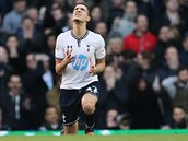 ALE NE... Nabil Bentaleb z Tottenhamu lituje zahozen ance v utkn proti...