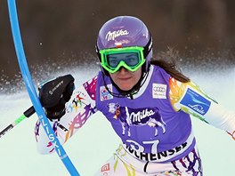 Šárka Strachová v superkombinačním slalomu v Zauchensee. 