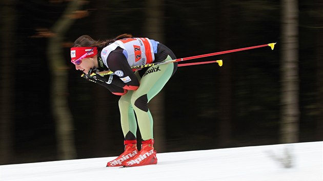 Eva Vrabcová-Nývltová ve sprintu dvojic v Novém Městě na Moravě.