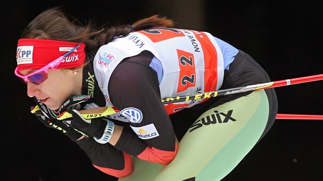 Eva Vrabcová-Nývltová ve sprintu dvojic v Novém Městě na Moravě.