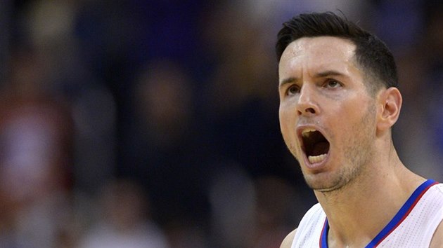 J. J. Redick z LA Clippers oslavuje svou spnou trojku.