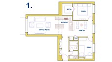 Varianta 1: úloné prostory eí zejména atna, kuchy je vloená mezi obývací...