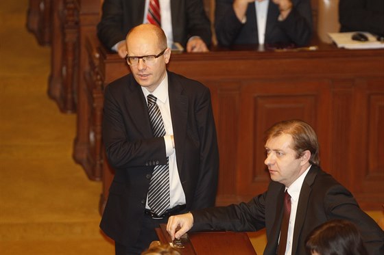 Premiér Bohuslav Sobotka a éf klubu SSD Roman Sklenák (22. ledne 2014).