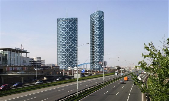 Dva mrakodrapy Prague Eye Towers mají stát u metra Chodov. Projekt je v běhu.