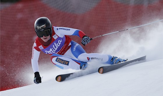 Lara Gutová v superobím slalomu v Cortin d'Ampezzo. 