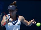 FORHEND. Simona Halepová ve tvrtfinále Australian Open. 