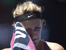 CO S TÍM. Viktoria Azarenková ve tvrtfinále Australian Open. 