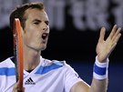 NAZLOBENÝ. Andy Murray ve tvrtfinále Australian Open. 