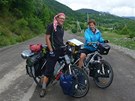 Lucie Kratochvílová s pítelem cyklistou Zbykem Vintrem na loské cyklocest z