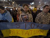 Demonstrace na Václavském námstí na podporu protestujících Ukrajinc