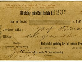 kolský msíní lístek  z roku 1912