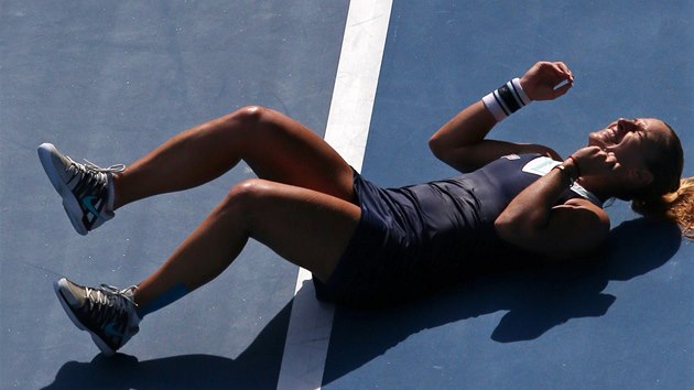 NEKONEN RADOST. Dominika Cibulkov po postupu  do finle Australian Open. 