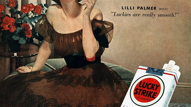 Reklama z roku 1950 na cigarety Lucky Strike zase tvrdí, že je cigareta "vědecky potvrzena" jako nejjemnější.
