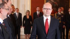 Premiér Bohuslav Sobotka pi jmenování ministr svého kabinetu na Praském...