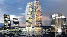 Dva mrakodrapy Prague Eye Towers mají stát u metra Chodov. Projekt je v bhu.