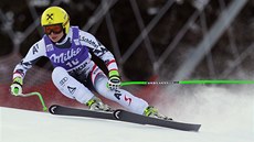 Anna Fenningerá v superobím slalomu v Cortin d'Ampezzo. 