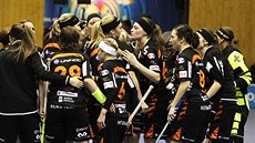 Florbalistky Herbadentu slaví gól