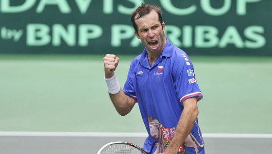 JOOO. Radek tpánek v utkání Davis Cupu proti Nizozemsku. 