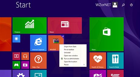 Screenshot z Windows 8.1 Update 1