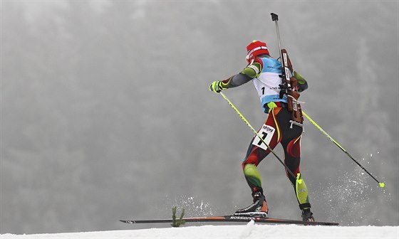 V PRVNÍ DESÍTCE. Biatlonistovi Michalu Krmáovi se povedlo ve sprintu na 10 km dojet na sedmém míst.