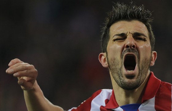 David Villa z Atlétika Madrid slaví branku.