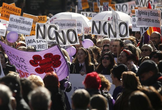 V Madridu protestovaly tisíce lidí proti návrhu zákona, který by zpísnil...