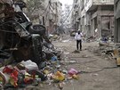 Ulice Homsu místy pipomínají dungli (1. února 2014)