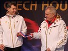 Prezident Milo Zeman a éf eských olympionik Jií Kejval krátce poté, co...