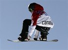 Kanadský snowboardista Maxence Parrot ve finále olympijského slopestylu.