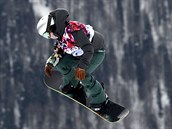 Snowboardistka rka Panochov na trati olympijskho finle ve slopestylu. (9....