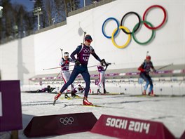 Trénink biatlonist v zimním stedisku Laura (7. února 2014)