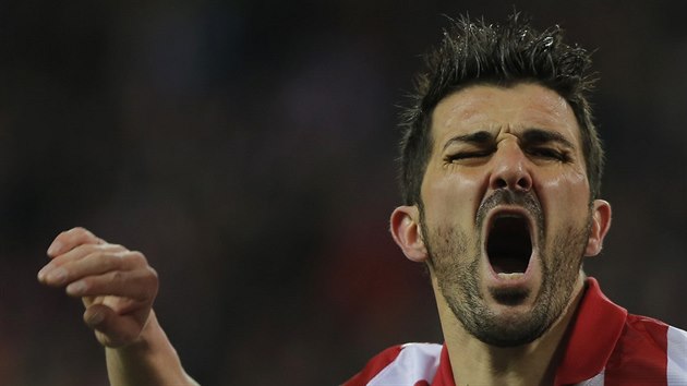 David Villa z Atltika Madrid slav branku.