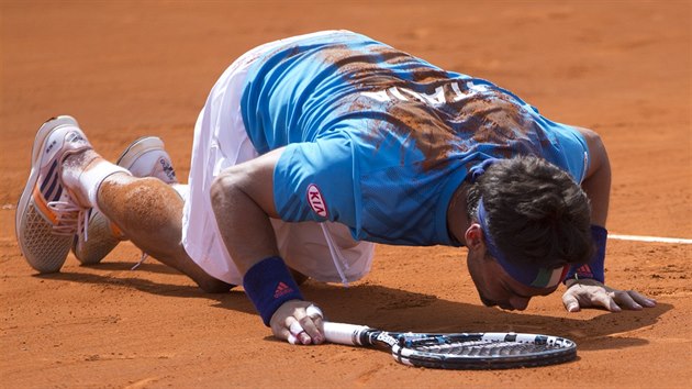 Italsk tenista Fabio Fognini slav vhru.