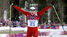 ZLATO. Vít�z závodu skiatlonist� na t�icetikilometrové trati, �výcar Dario...