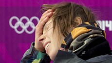 Česká snowboardistka Šárka Pančochová v cíli po druhém kole olympijského finále...