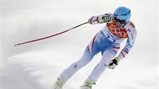 Rakouský lya Matthias Mayer na trati olympijského sjezdu