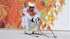 SMUTEK. Americký lya Bode Miller byl v cíli olympijského sjezdu zklamaný.
