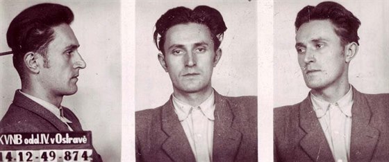 Fotografie Miroslava Sýkory z vazby. Byl jednou z obětí procesu, 1. srpna 1951...